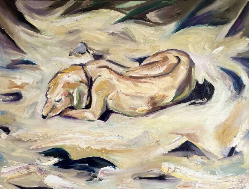 Schlafender Hund — Malerei, Gesamtansicht