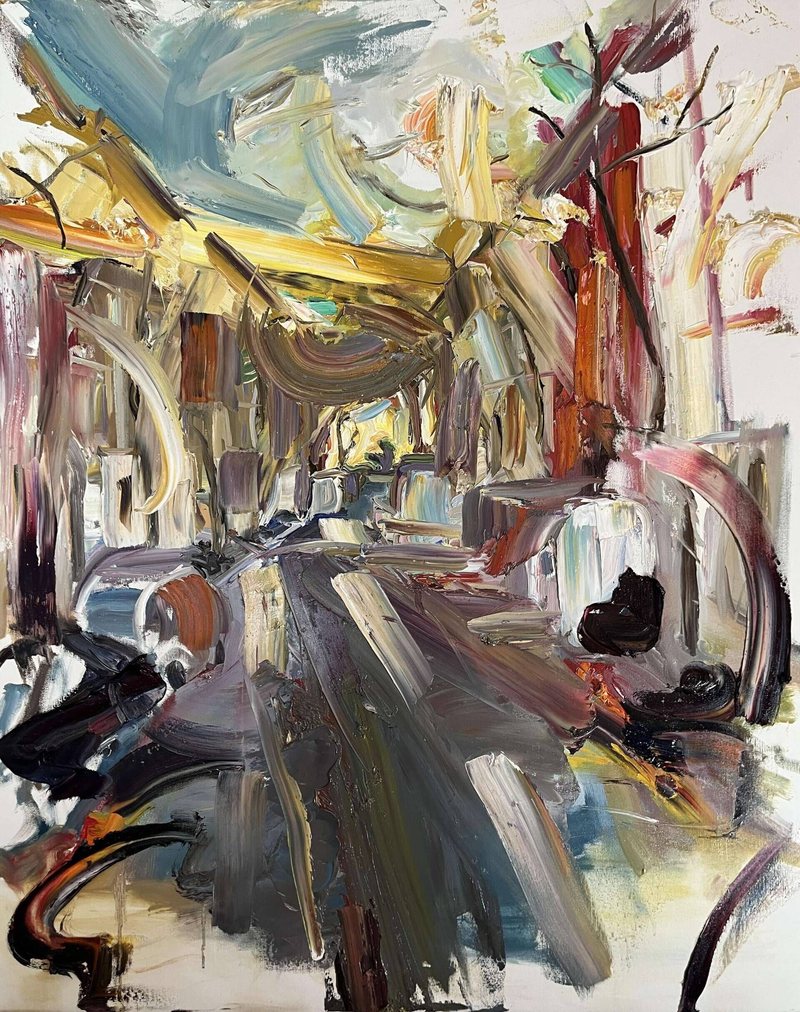 Allee im Abendlicht — Malerei, Gesamtansicht