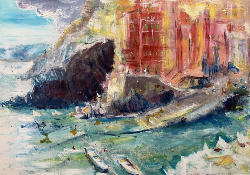 Riomaggiore — Druckgrafik, Gesamtansicht